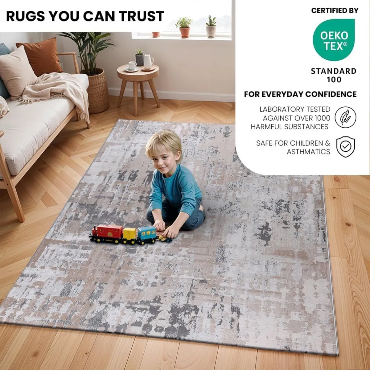 Oujda Abstract Rug - Area Rugs Living Room - Image 3