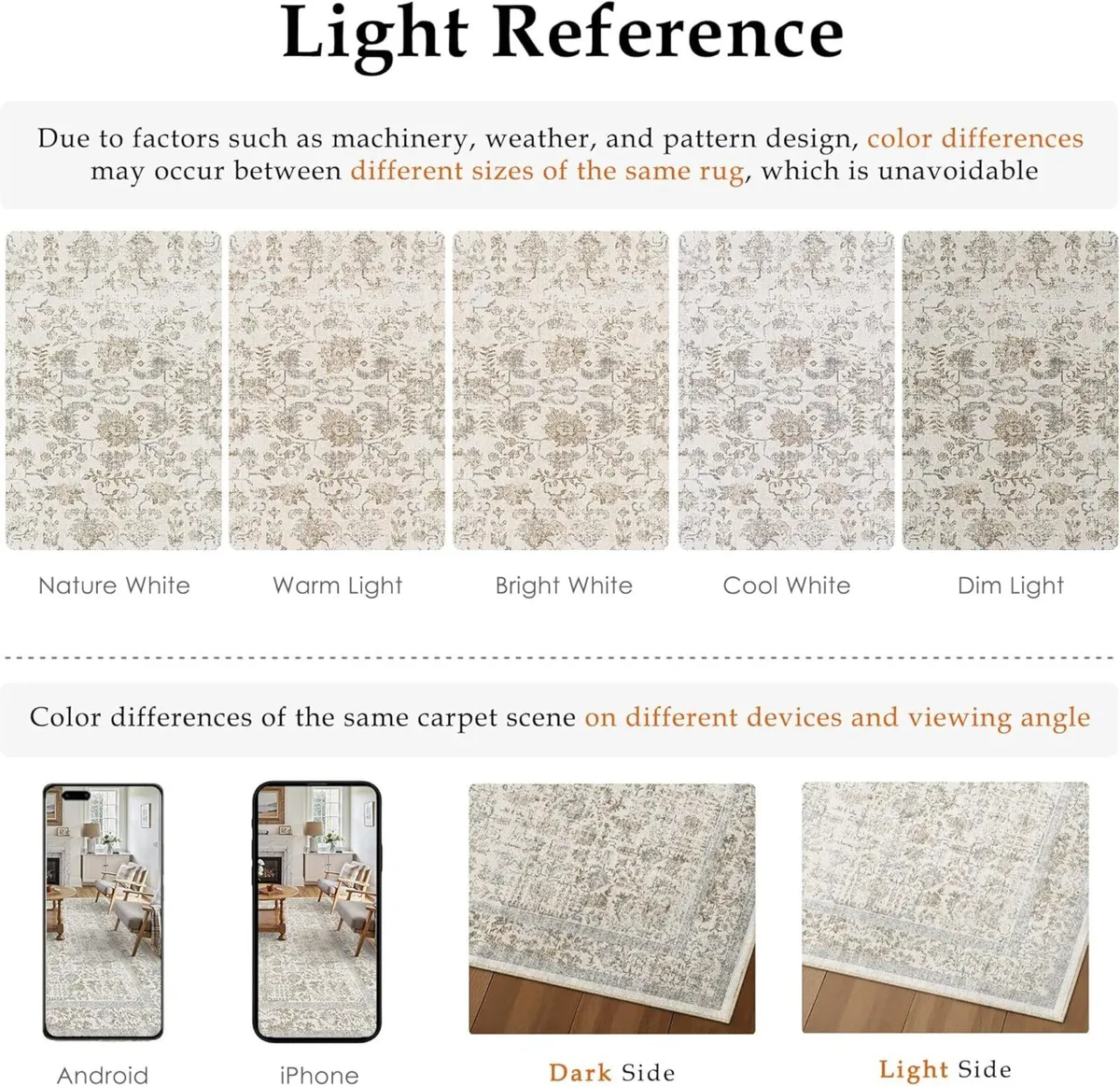 Vintage Taupe Rugs Living Room Washable Non Slip - Image 2