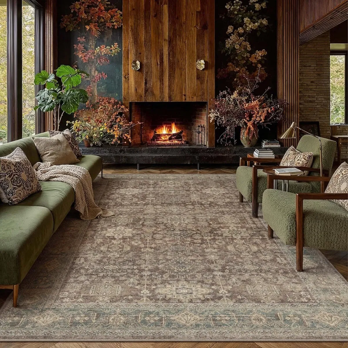 Vintage Living Room Rug 200 x 300 cm Red Washable - Image 1