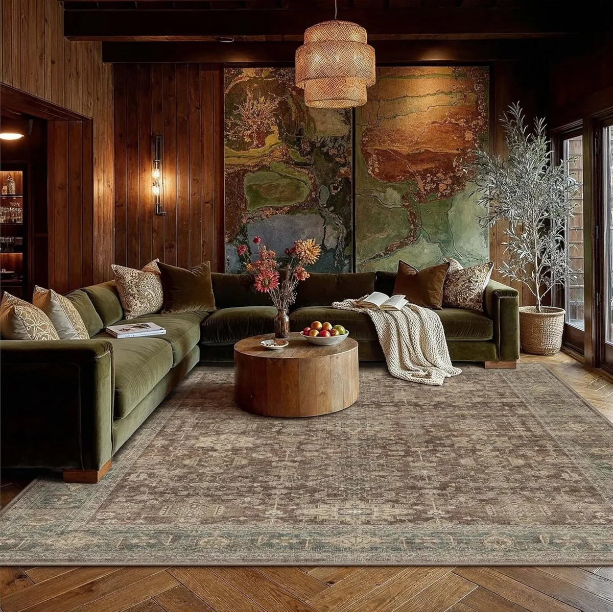 Vintage Living Room Rug 200 x 300 cm Red Washable - Image 3