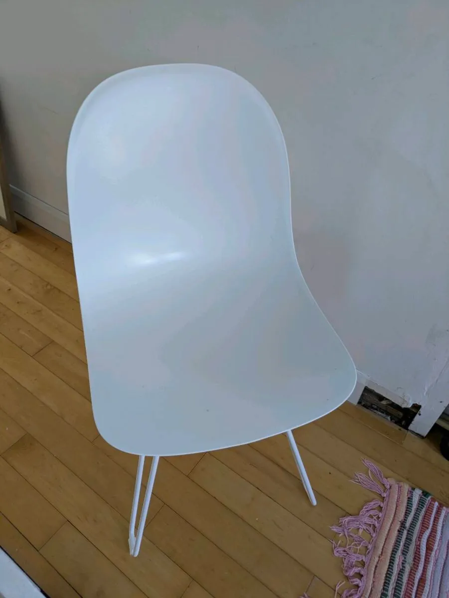2 White Dining Chairs - Image 1