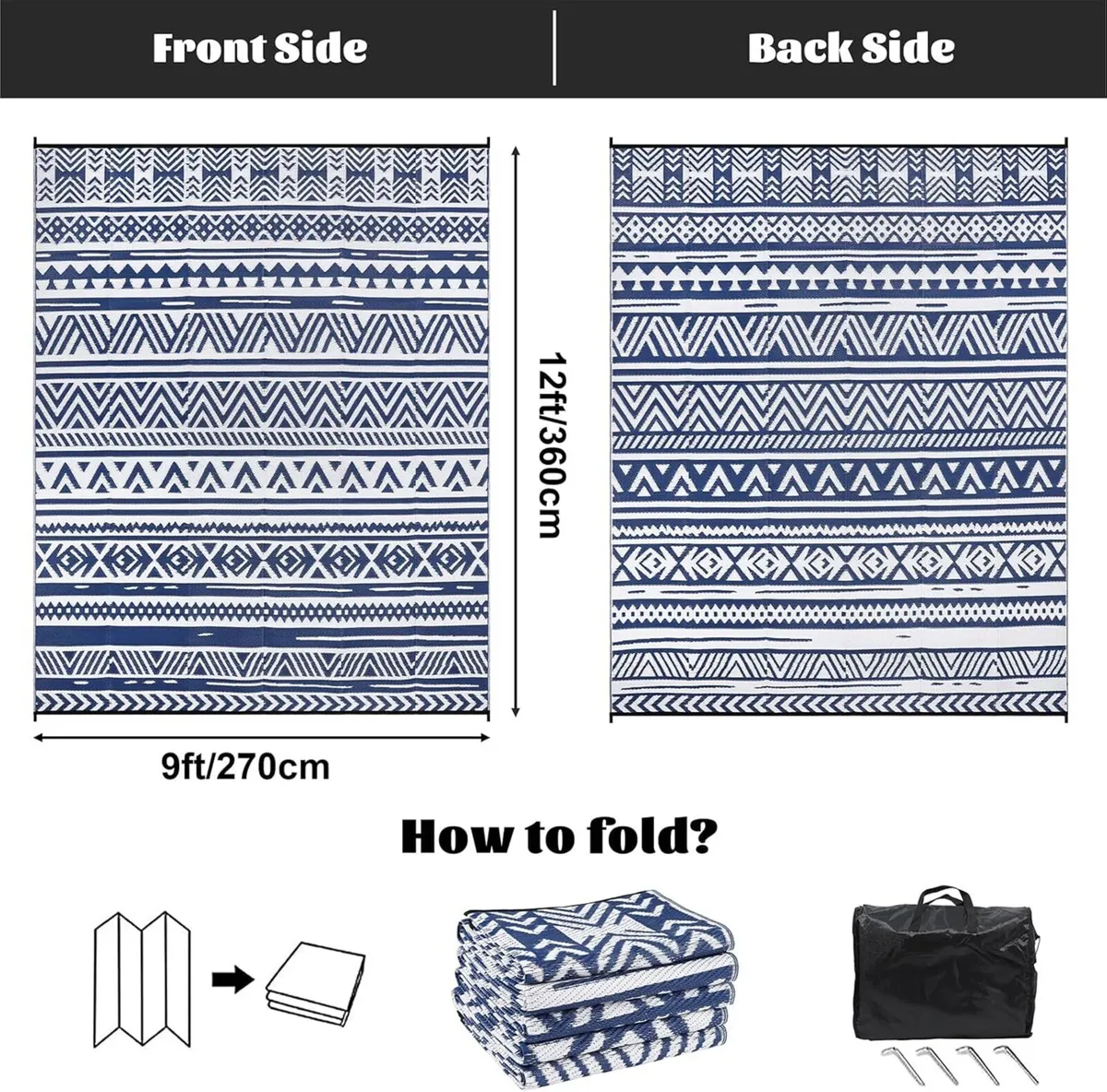 Indoor Outdoor Reversible Area Rug Plastic Straw - Image 2