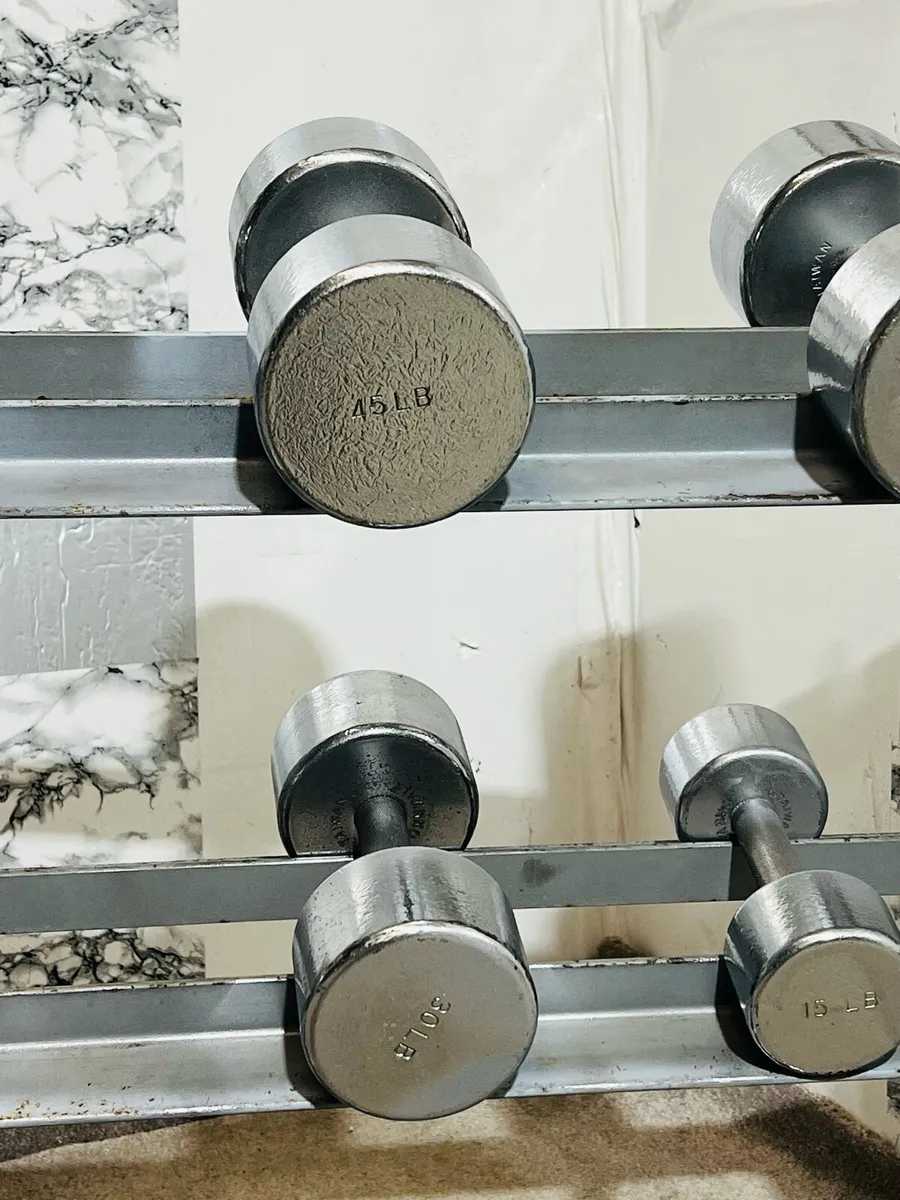 3 TIER DUMBBELL RACK +CHROME DUMBBELLS - Image 4