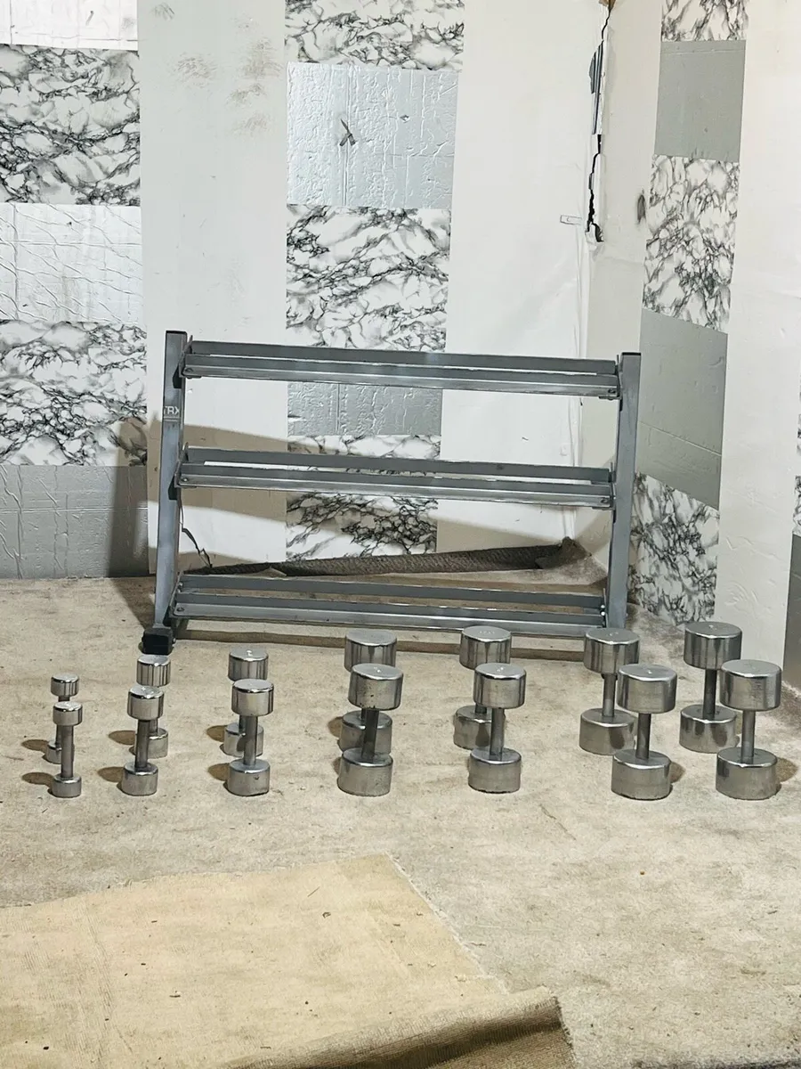 3 TIER DUMBBELL RACK +CHROME DUMBBELLS - Image 2