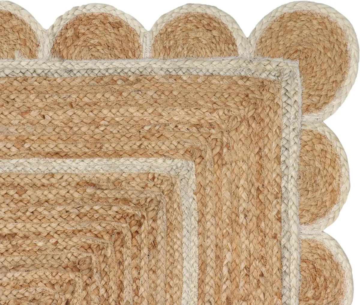 Scalloped Jute Rectangular Rug - Natural Fiber - Image 4