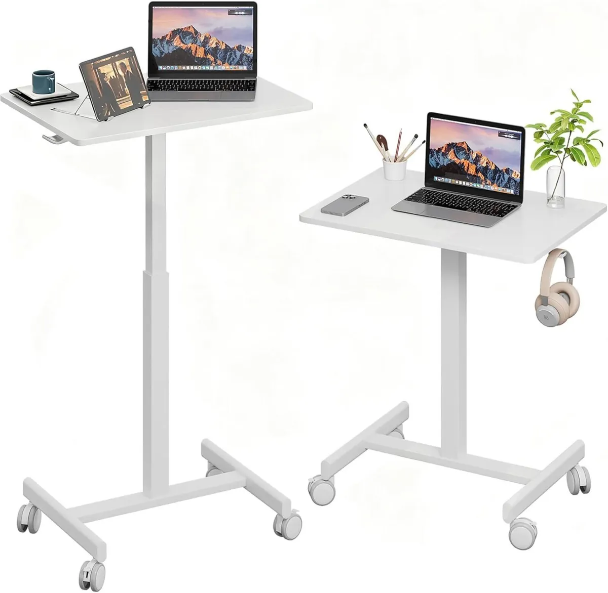 Mobile Standing Desk Pneumatic Adjustable Height - Image 1