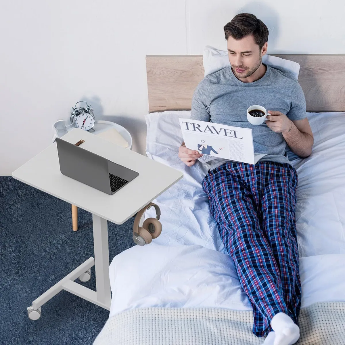 Mobile Standing Desk Pneumatic Adjustable Height - Image 2