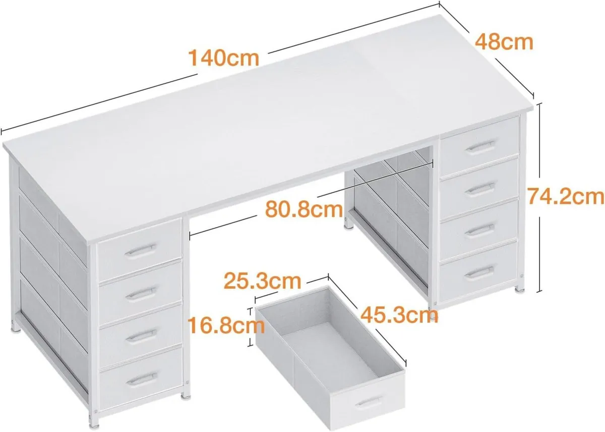Computer Desk with Drawers 140x48cm Modern Office - Image 3