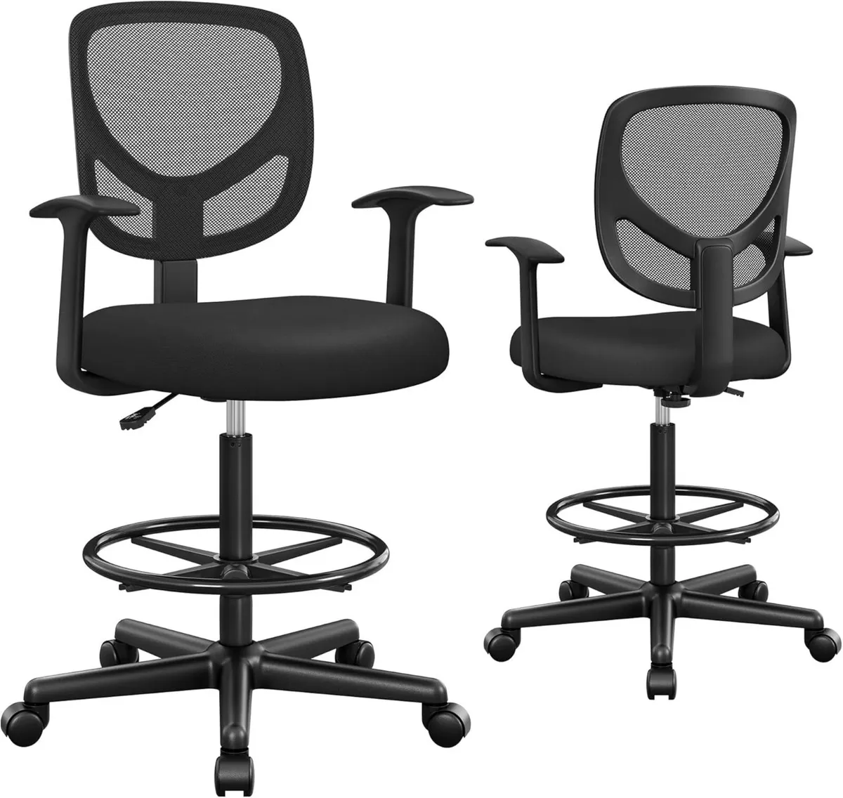 Drafting Stool Chair with Armrest Mesh Office - Image 1