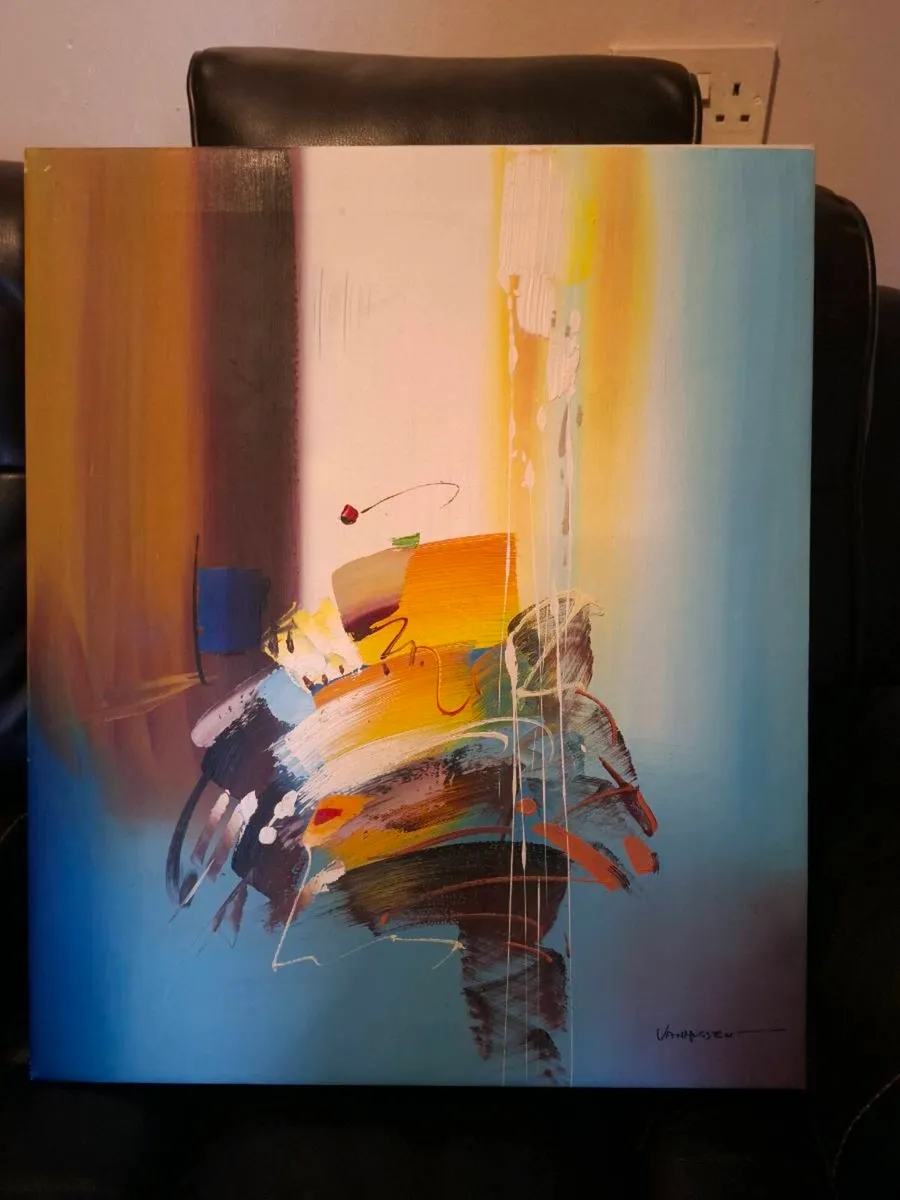 Stunning Vintage Abstract Painting Artist signed - Image 1