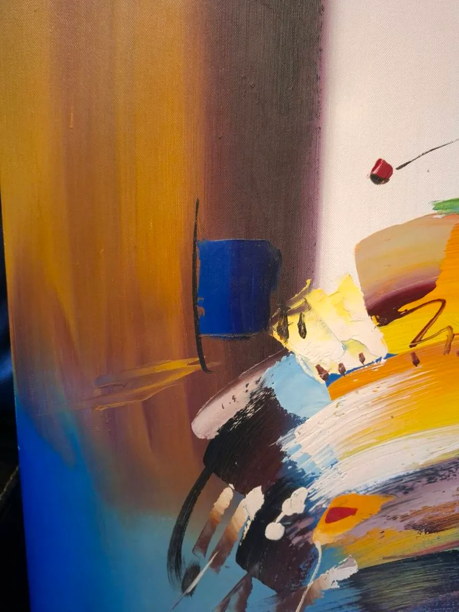 Stunning Vintage Abstract Painting Artist signed - Image 4