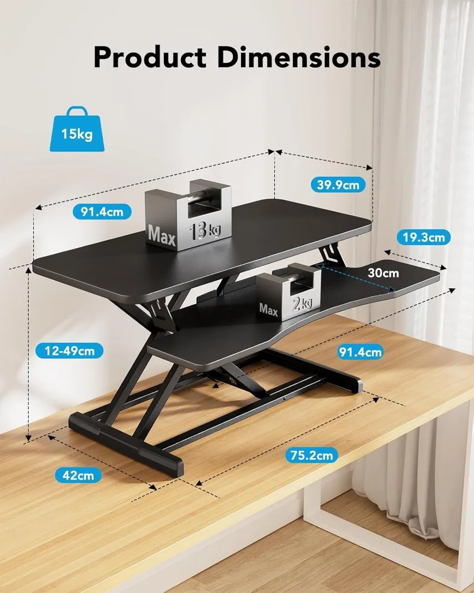 Standing Desk Converter 91cm/36'' Height Adjustabl - Image 3