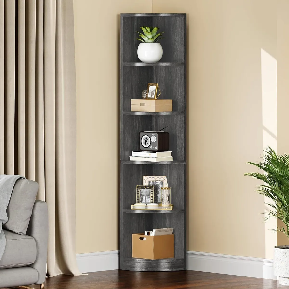 5-Tier Corner Shelf Modern Free Standing Bookshelf - Image 1