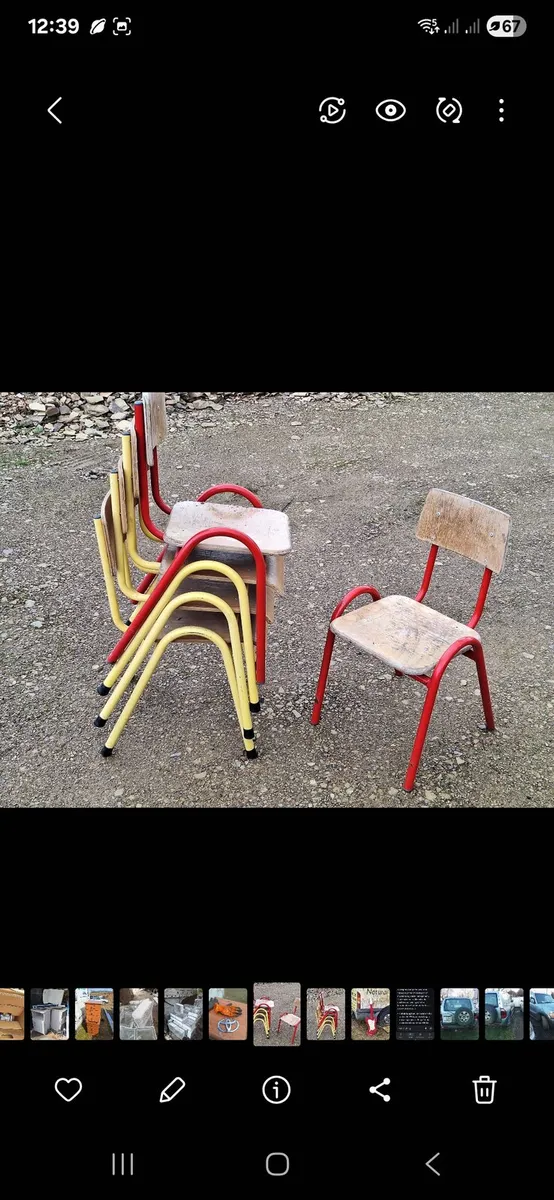 5 tiny SCHOOL CHAIRS - Image 1