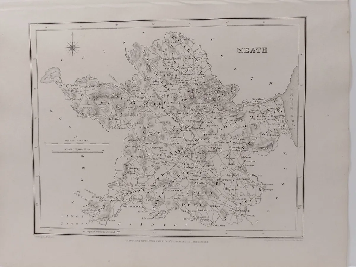 Meath 1837 Antique Map Including Baronies - Image 2