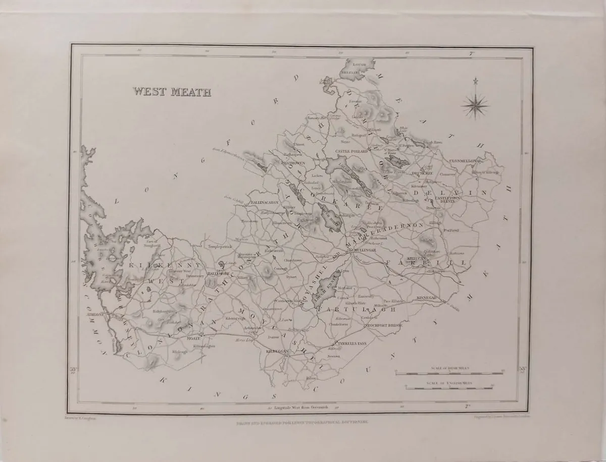 Westmeath 1837 Antique Map Including Baronies - Image 1
