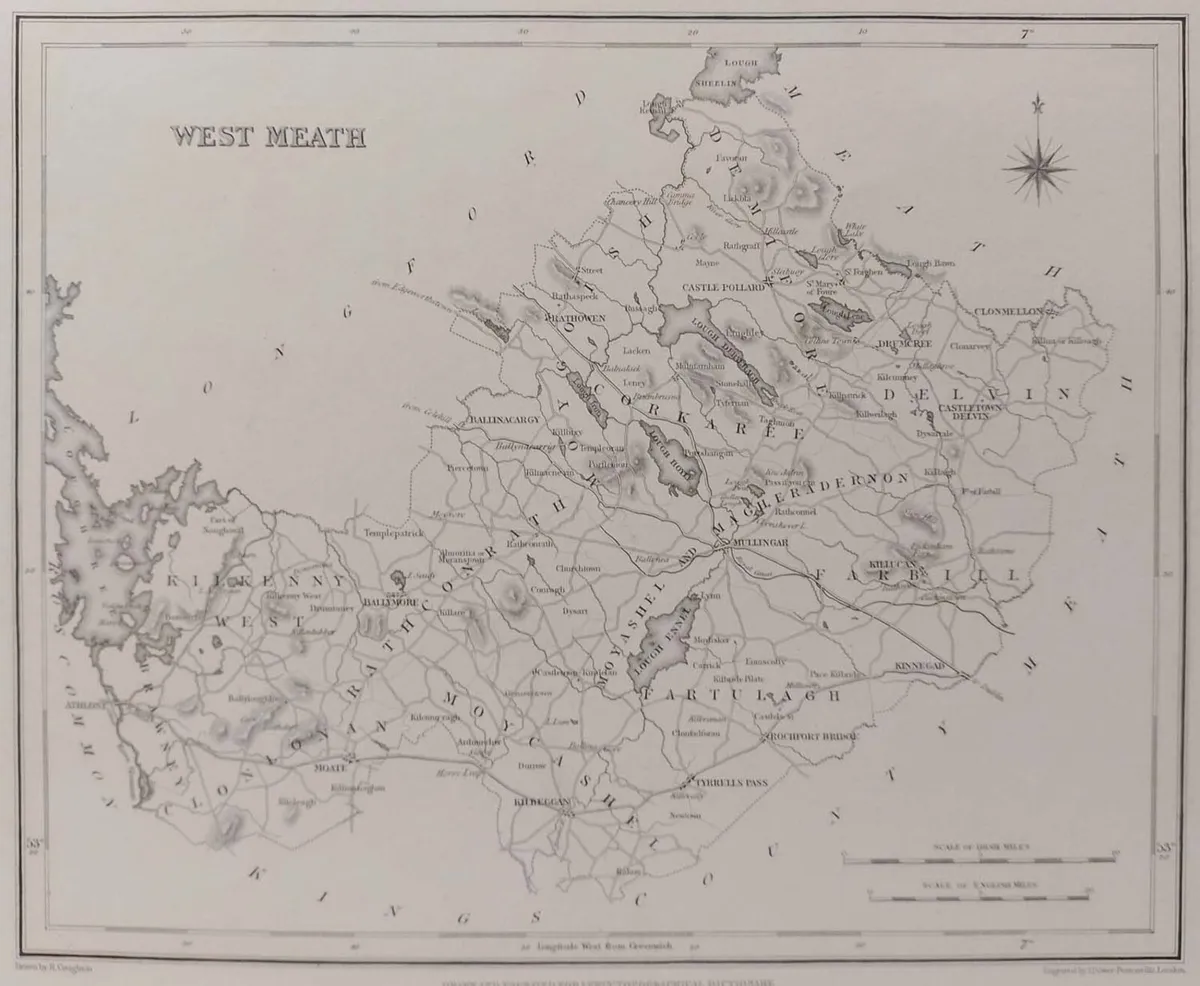 Westmeath 1837 Antique Map Including Baronies - Image 2