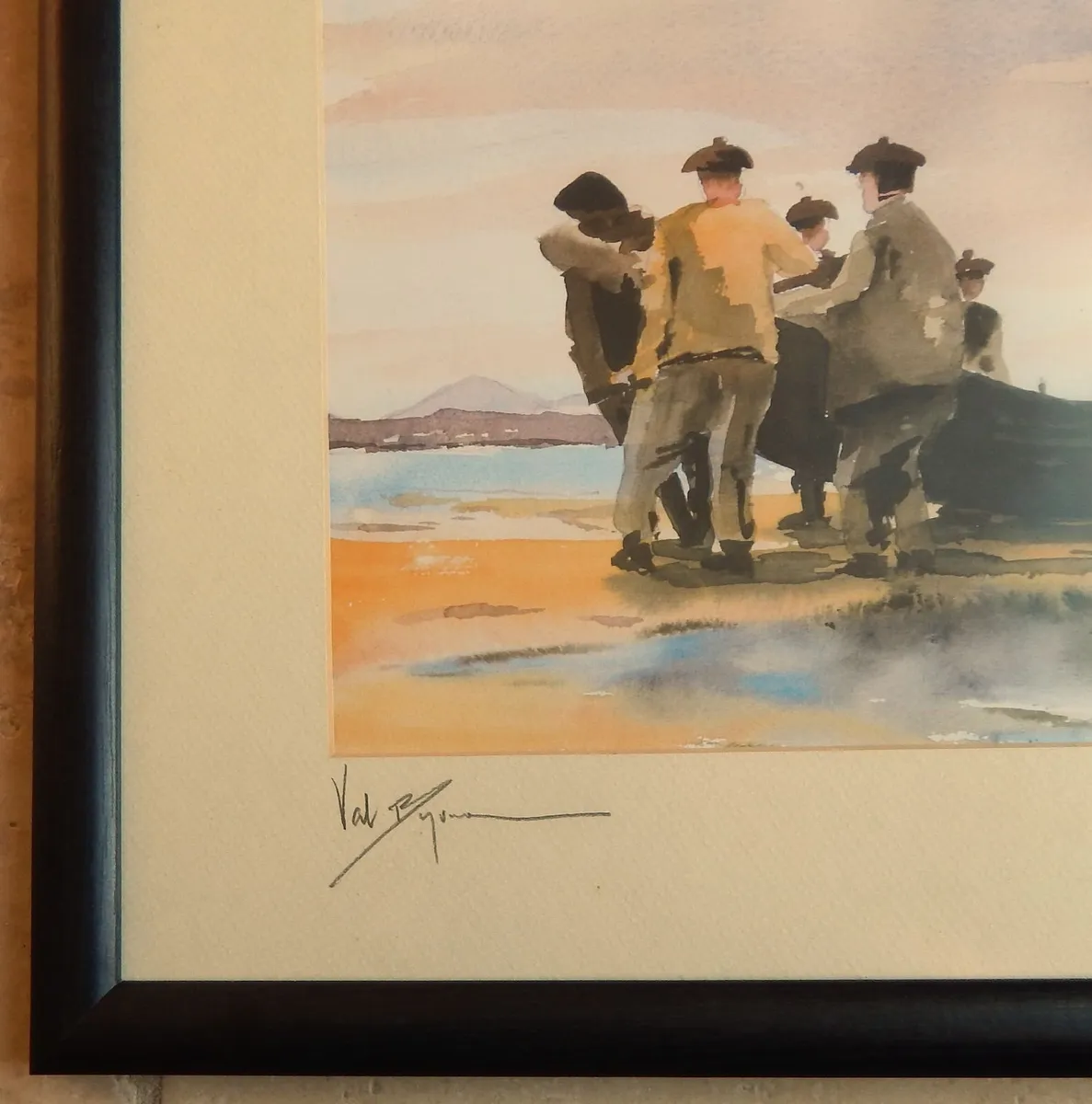 Signed Print of Lifting The Currach by Val Byrne - Image 2