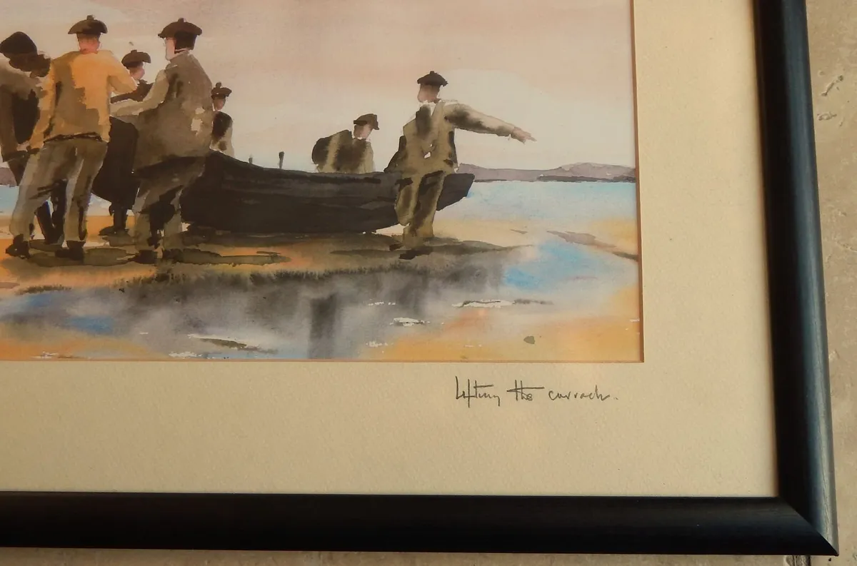 Signed Print of Lifting The Currach by Val Byrne - Image 3