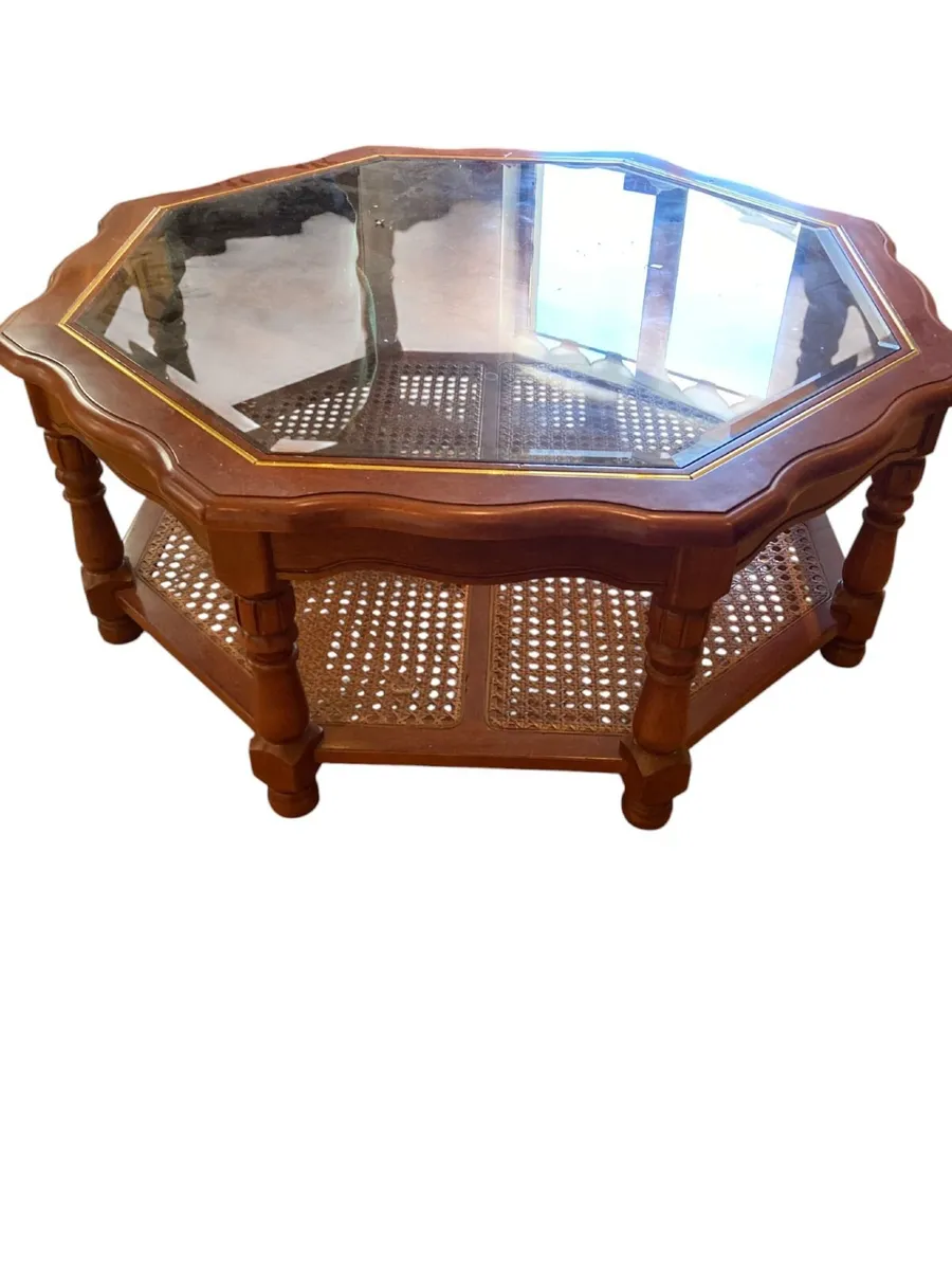 Vintage Coffee Table - Large - Rattan - Image 1