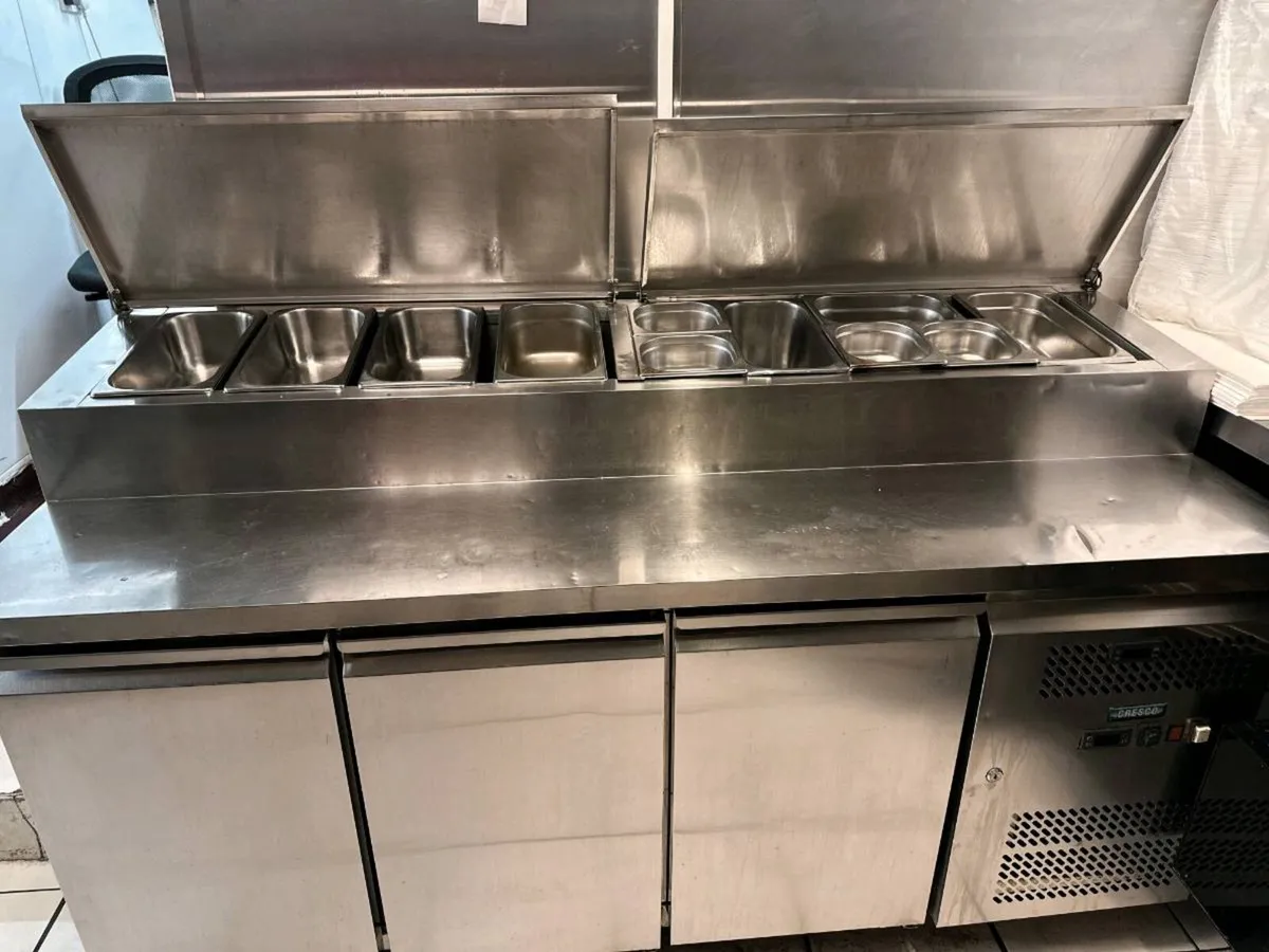 Commercial Stainless Steel 3 Door Prep Fridge - Image 3