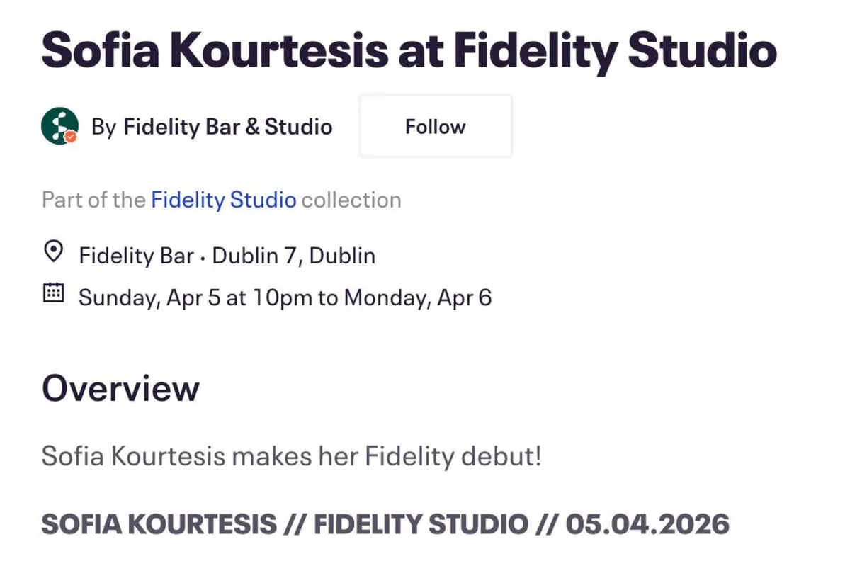 Sofia Kourtesis - Fidelity April 5 - Music Tickets