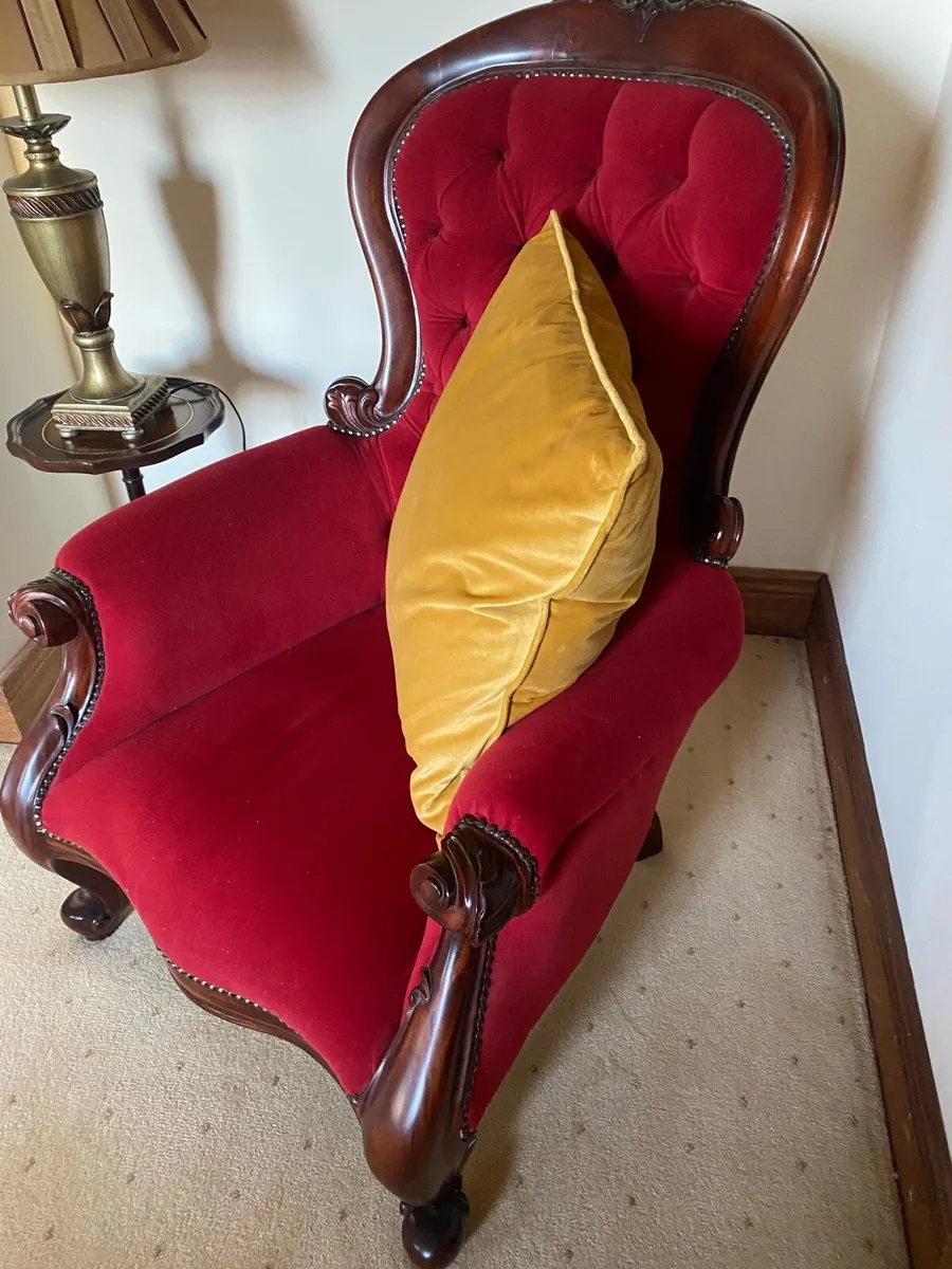 Antique fireside armchairs - Image 2