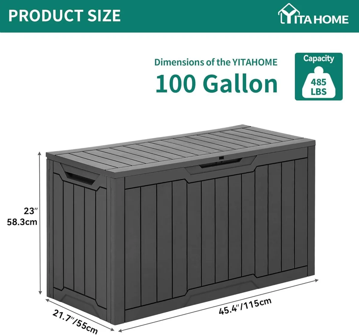 100 Gallon Resin Deck Box Weather Resistant - Image 3