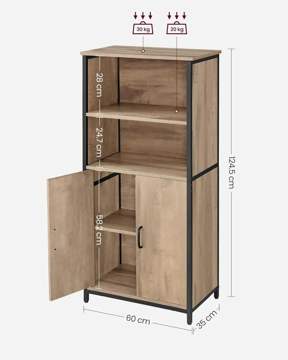 Freestanding Storage Cabinet Cupboard Bookcase 2 - Image 3