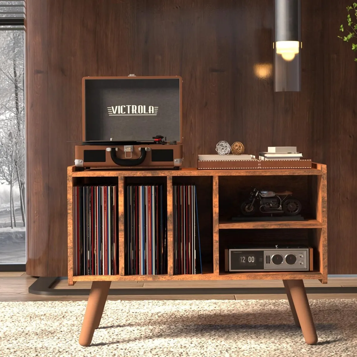 Record Player Stand with Vinyl Storage Holds Up - Image 2