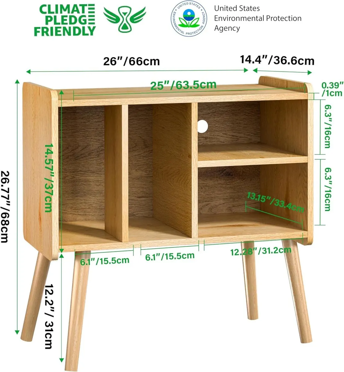Record Player Table Mid-Century Stand with Vinyl - Image 2
