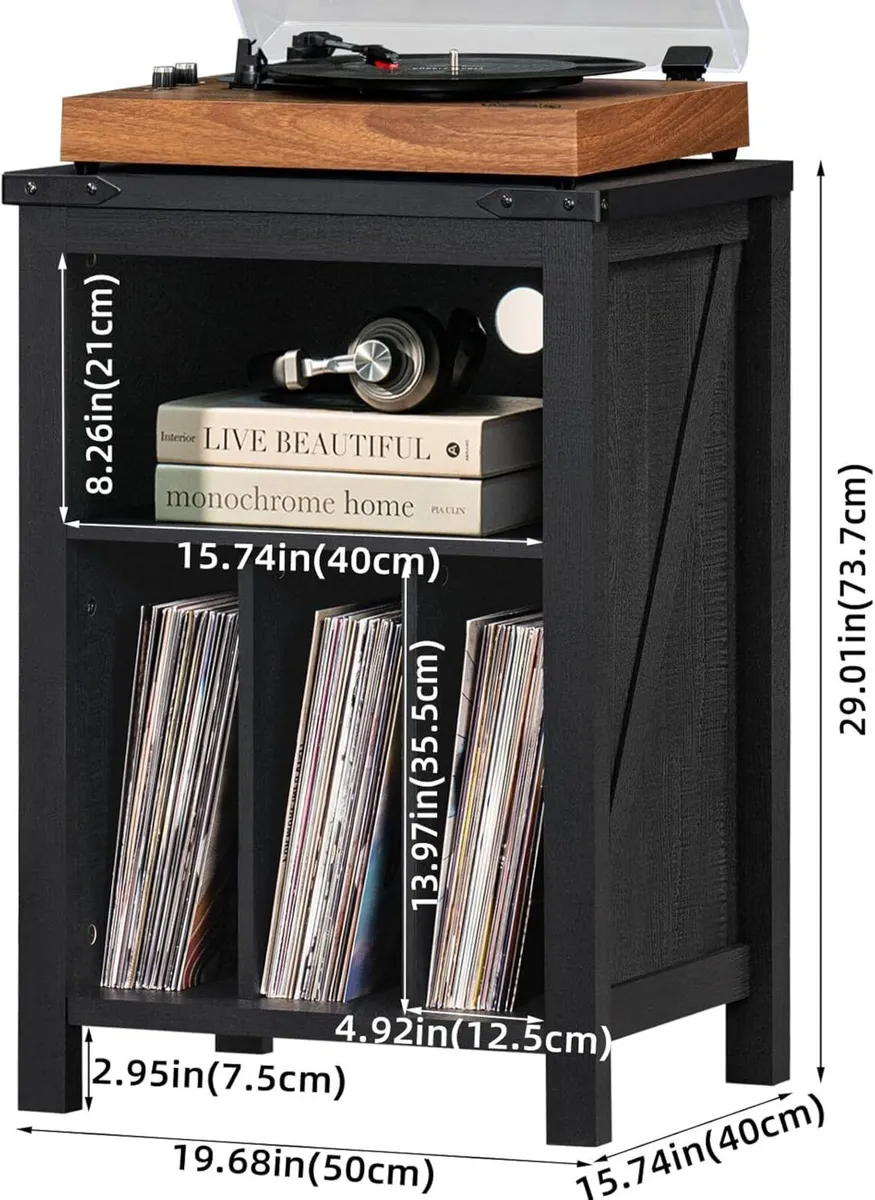 Record Player Stand with Vinyl Storage Large - Image 2