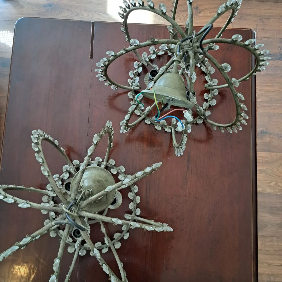 Pair of Vintage Crystal Ceiling Light Fixtures - Image 4