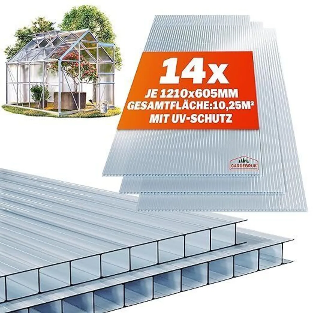 14 x Polycarbonate Twin-Wall Sheets, FREE DELIVERY - Image 1