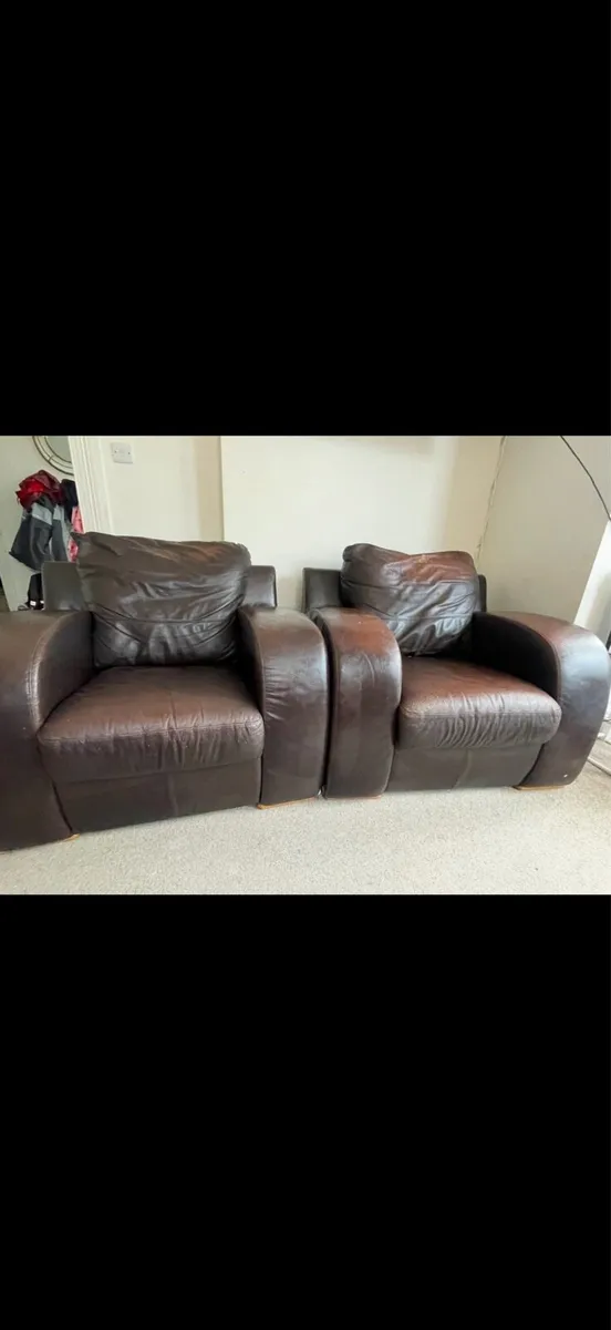 Leather 3 piece suite - Image 2