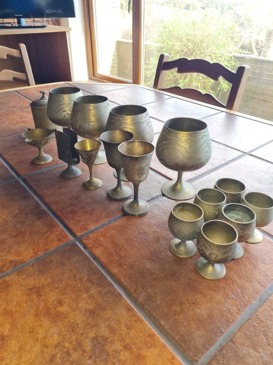 Brass goblet set