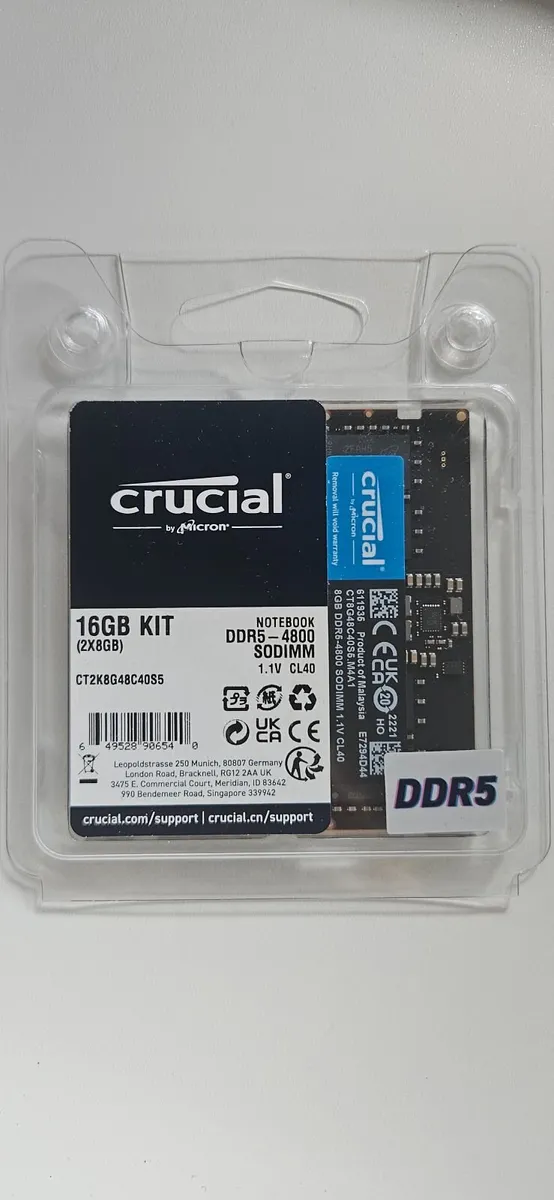 Crucial ddr5 ram 16gb(2x8) sodimm 4800MHz - Image 1