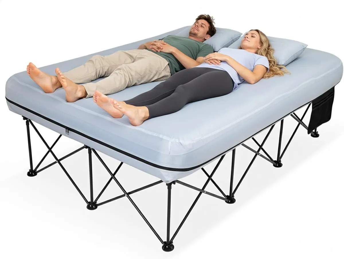 Double Camping Bed with Inflatable Air Mattress - Image 1