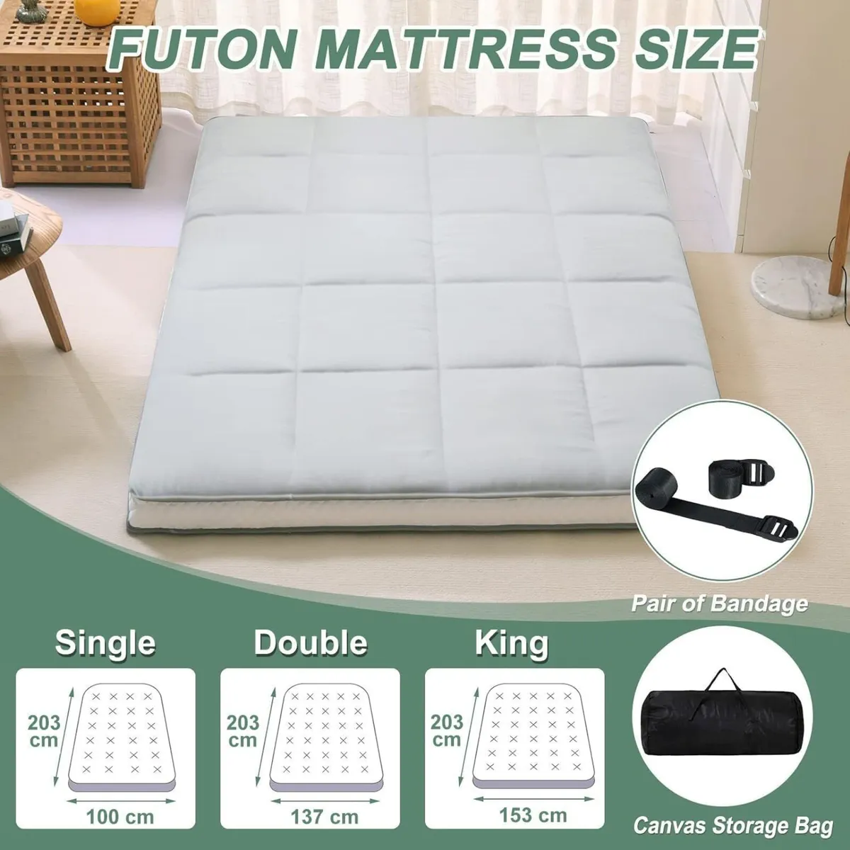 Floor Mattress Japanese Futon Single - 10cm Thick - Image 3