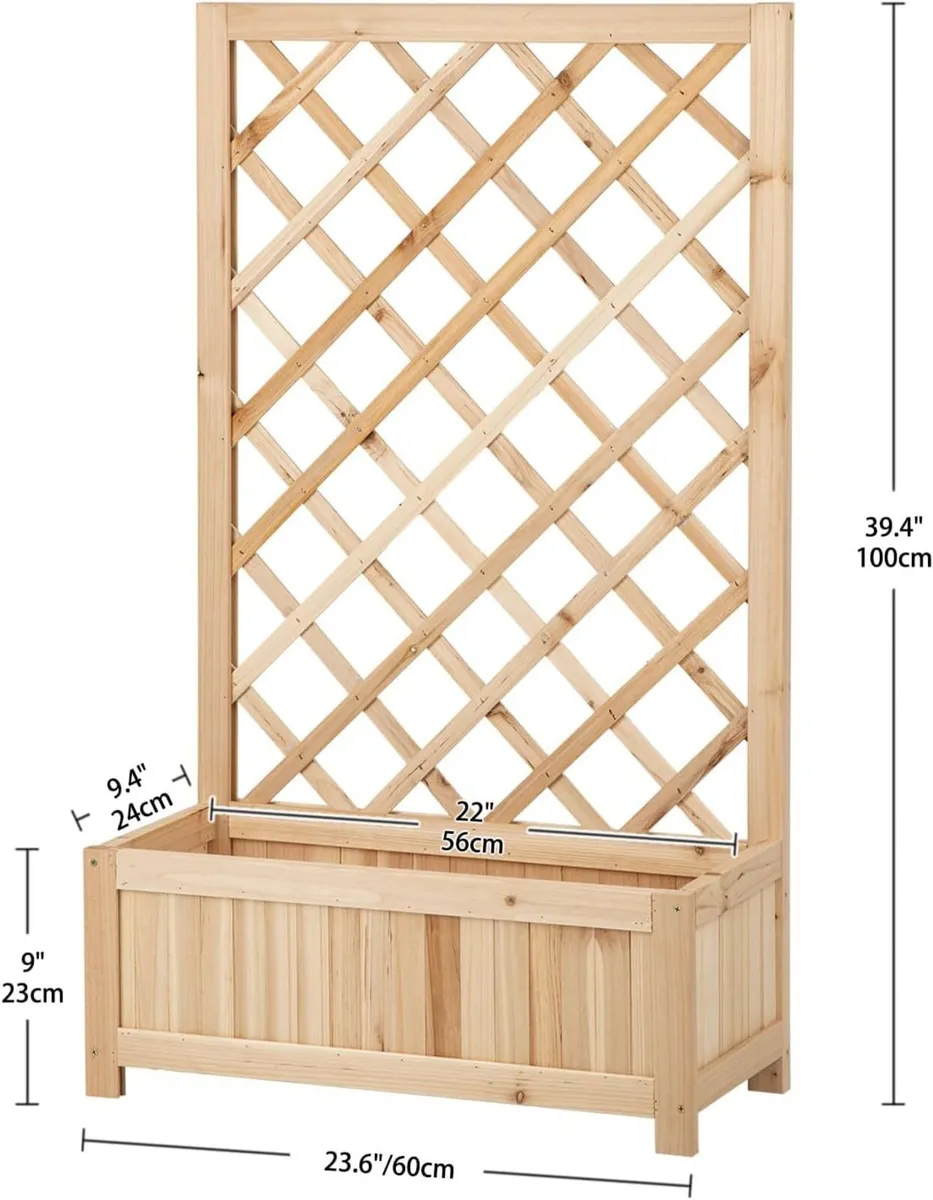 Wooden Planter with Trellis 40 Outdoor Box for - Image 3