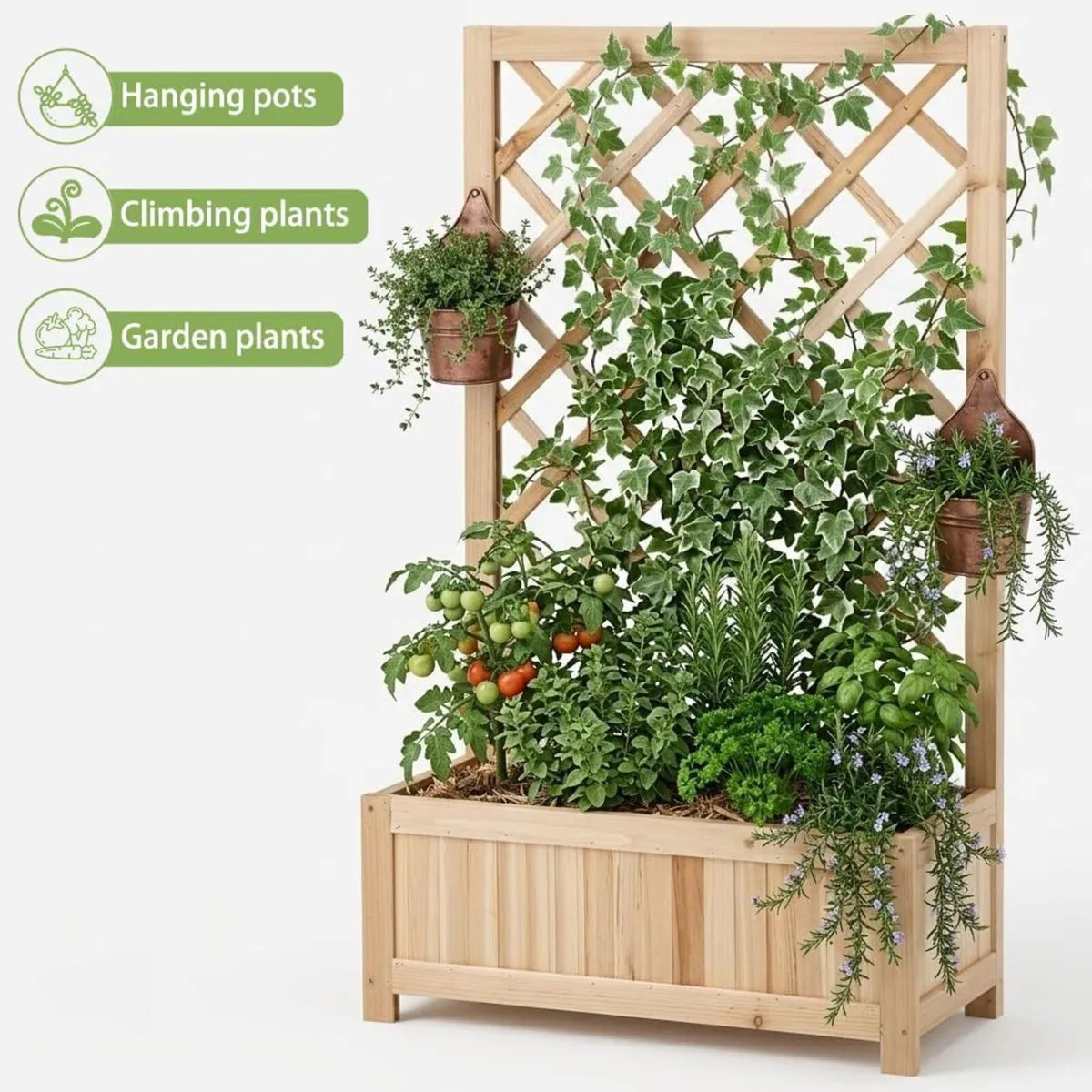 Wooden Planter with Trellis 40 Outdoor Box for - Image 4