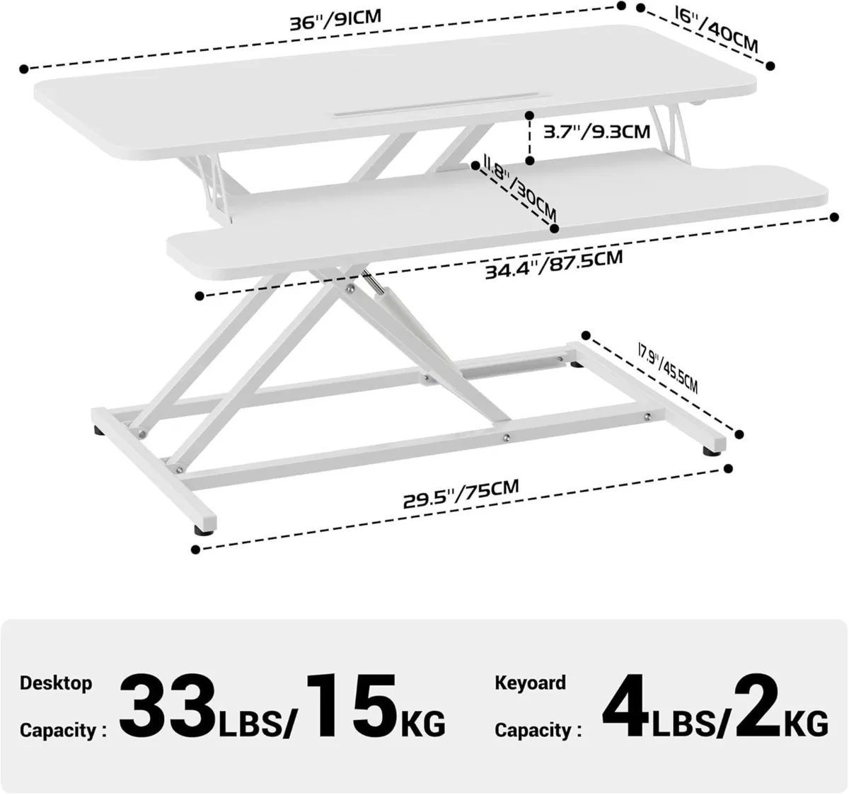 Standing Desk Converter 36/91cm Wide Height - Image 4