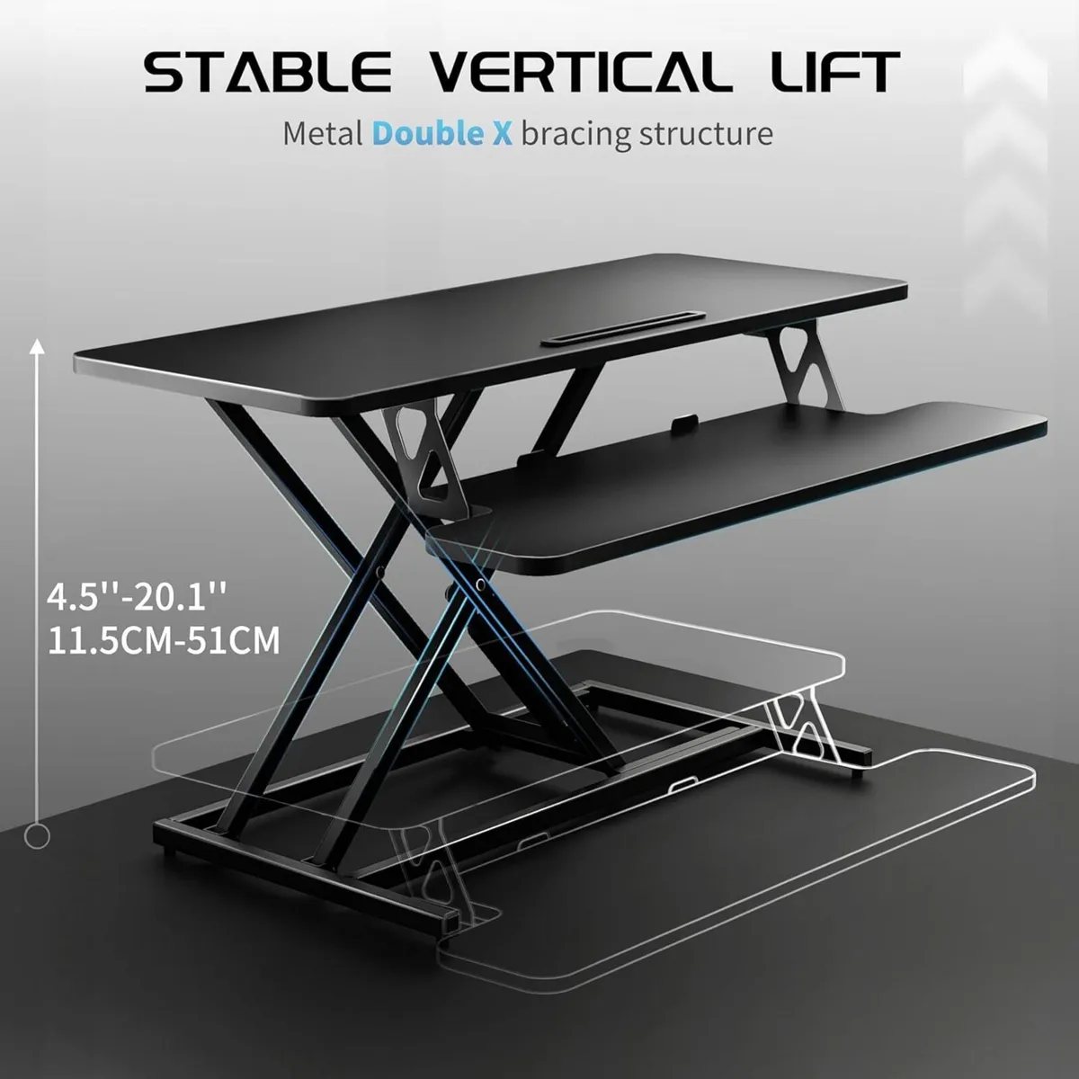 Height Adjustable Standing Desk Converter - 101cm - Image 4