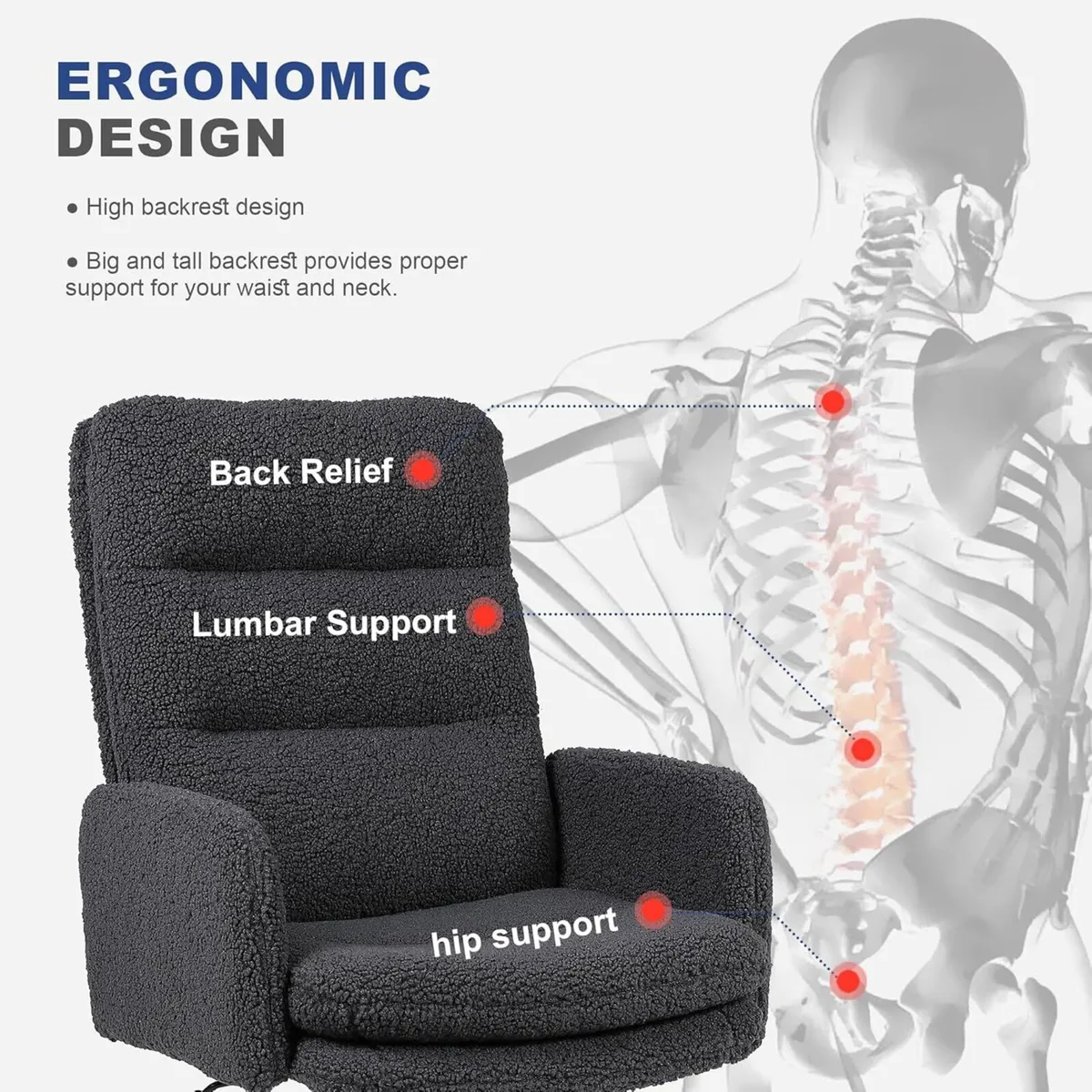 Desk Chair Faux Cashmere Office with High - Image 3