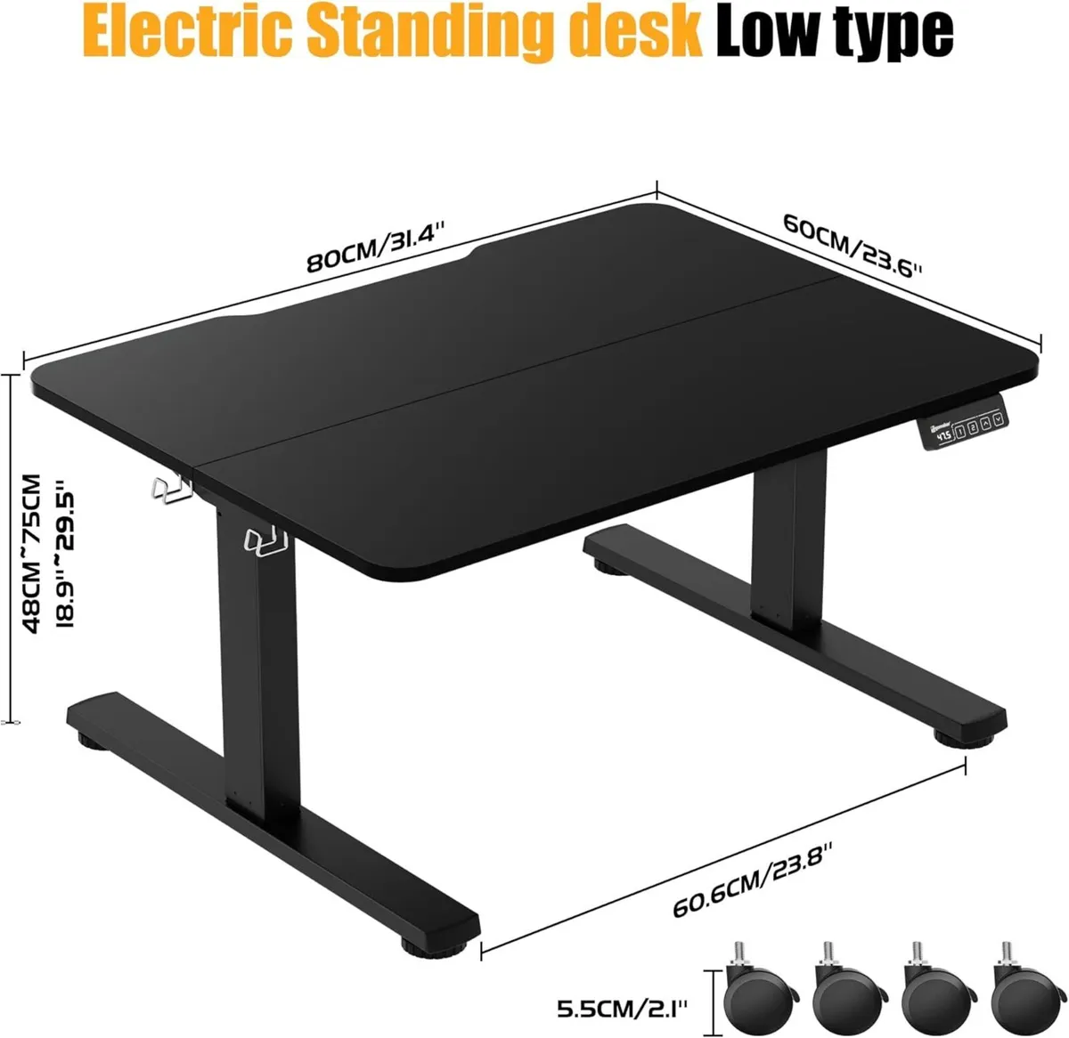 Small Standing Desk 80x60 cm Low Height 48-75 - Image 3