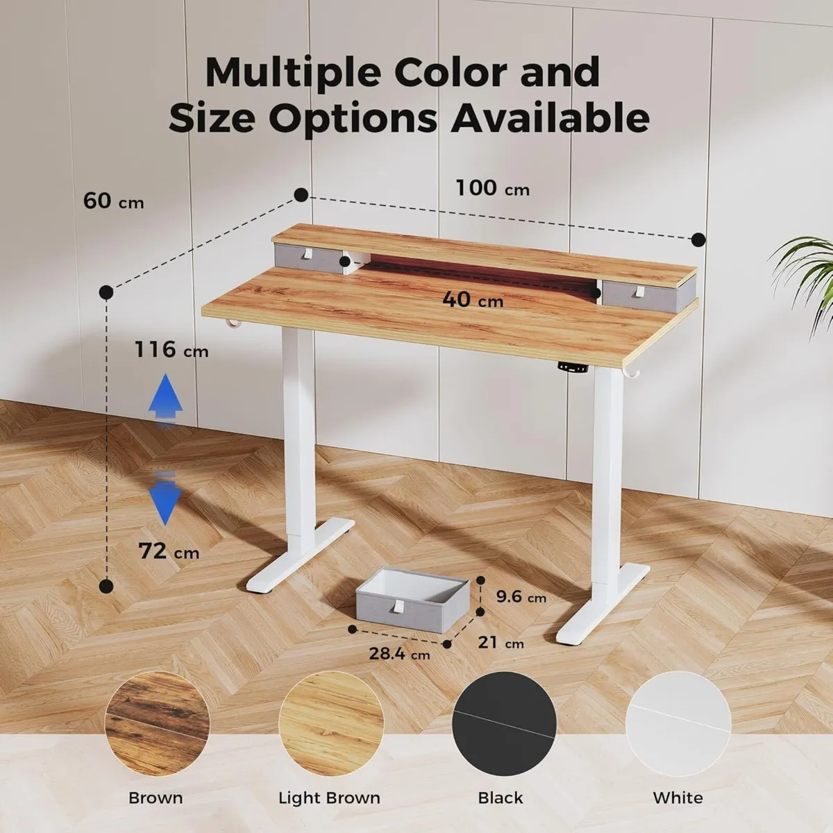 Electric Adjustable Height Desk with 2 Drawers - Image 2