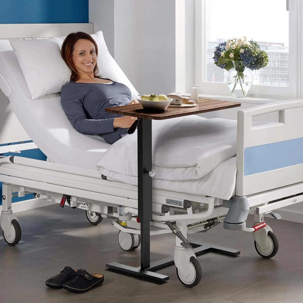 Overbed Bedside Table with Wheels 67-91cm - Image 2