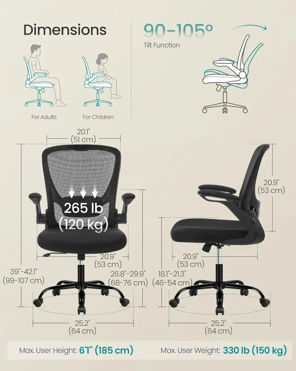 Office Chair Desk with Mesh Back Ergonomic - Image 3