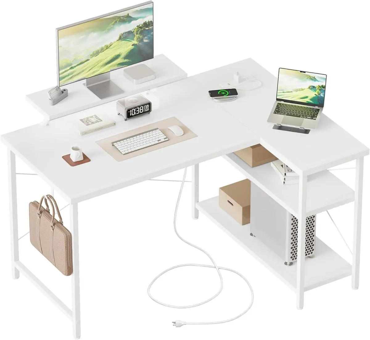 Small L-Shaped Desk with LED 100x70cm Computer - Image 1