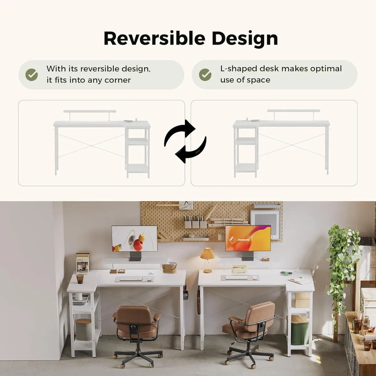 Small L-Shaped Desk with LED 100x70cm Computer - Image 4